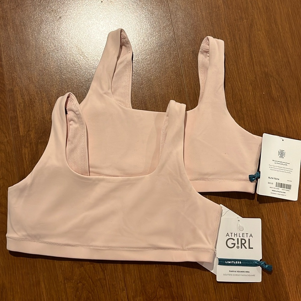 NWT Athleta Girl Bundle of two Fair & Square Bras size XL/14. - Picture 1 of 6